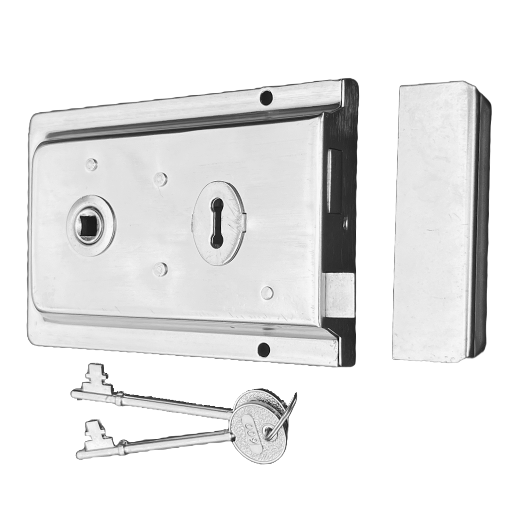 Chrome Polished Fluted Rim Lock Victorian