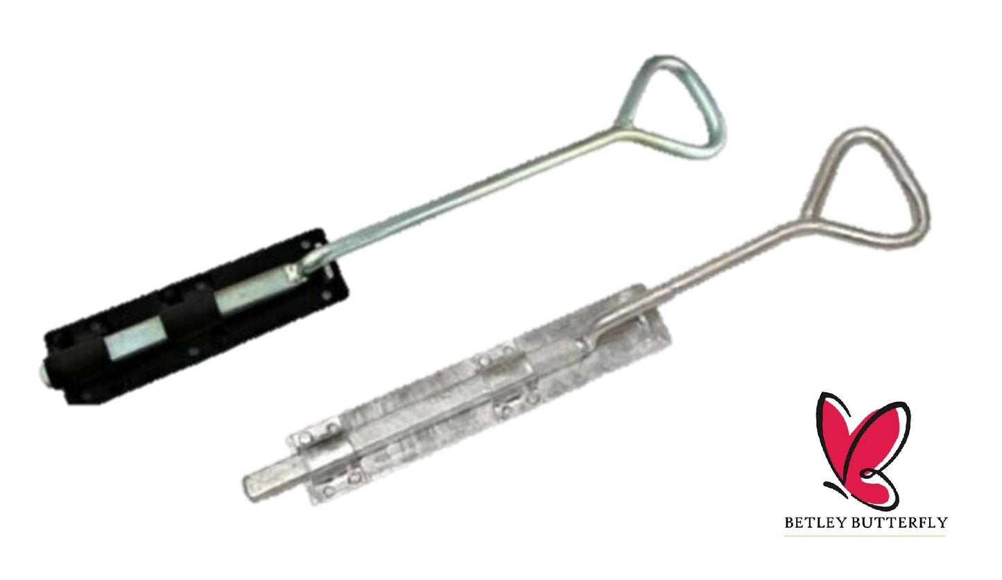 Bow Handle Drop Down Bolt 12" - 24" Gate Garage HEAVY DUTY Black Galvanised