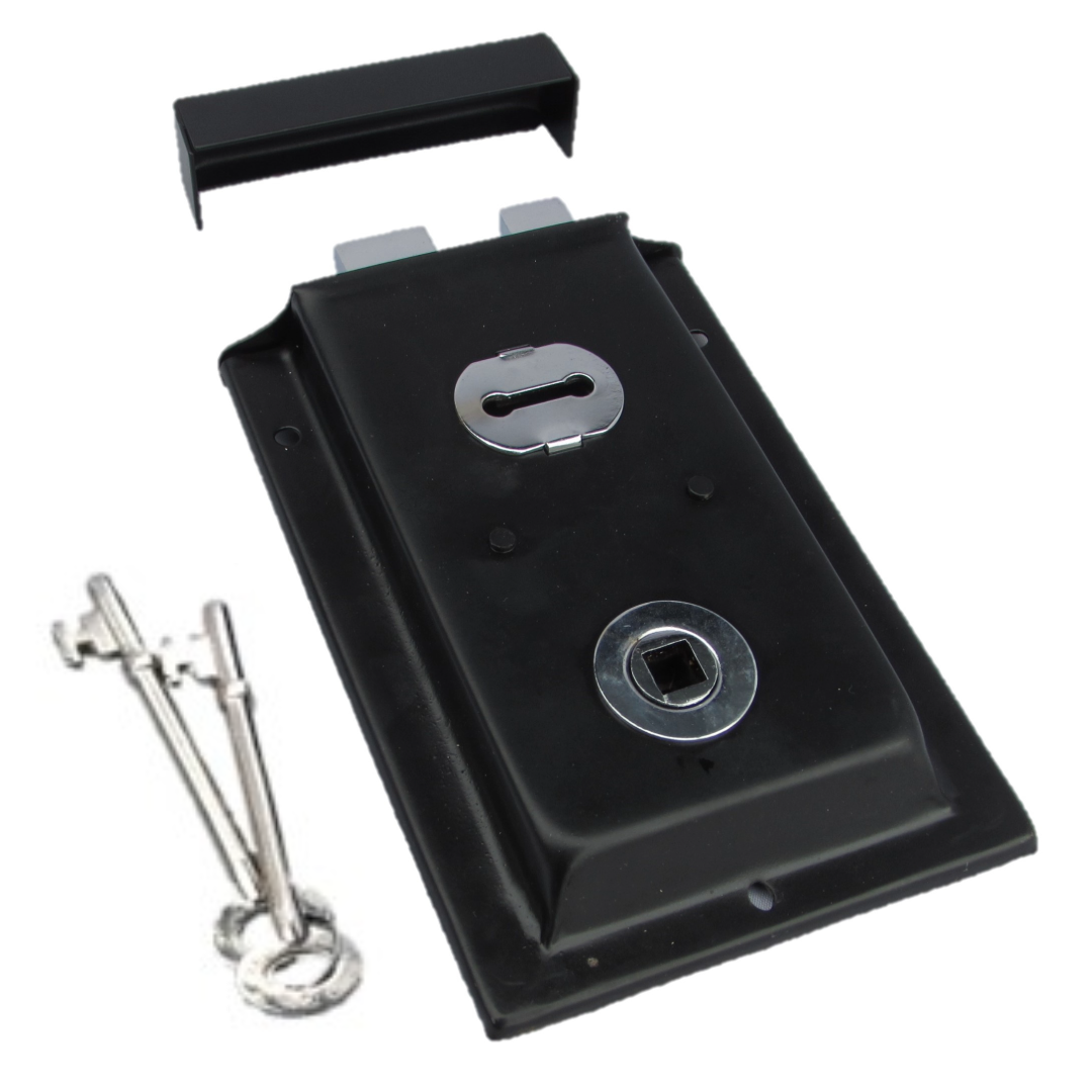 Black Rim Lock Victorian Style Chrome