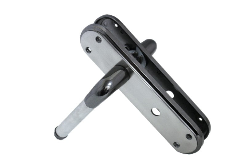 Marina Door Handle Two Tone Bathroom Lock Lever - Black Nickel and Satin