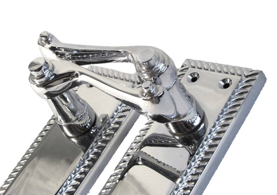 Door Handles Georgian Lever Latch Roped Edge - Chrome 110mm x 50mm