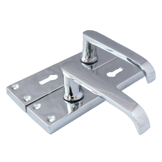 Door Handles Straight Lever Lock Keys Hinge Set - Chrome 150 X 40mm - 3"