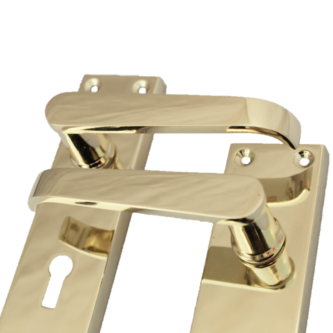 Door Handles Straight Lever Lock - Brass 150 x 40mm