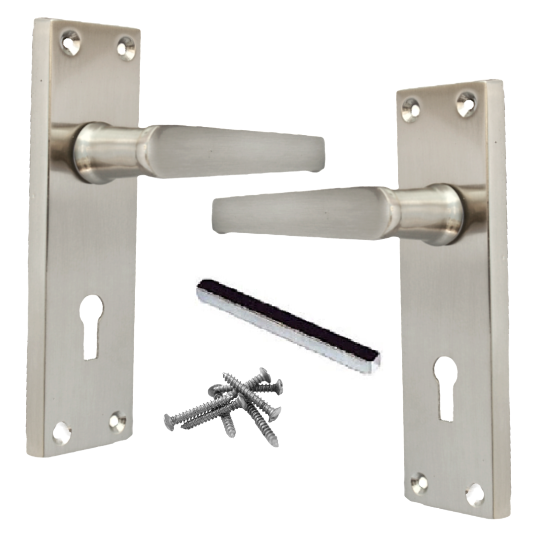 Door Handles Straight Lever Lock - Satin 150 x 40mm