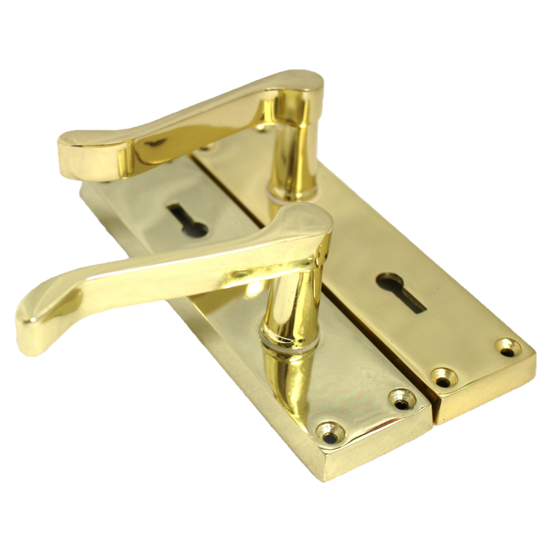 Door Handles Victorian Scroll Lever Lock - Brass Pack 150 x 40mm