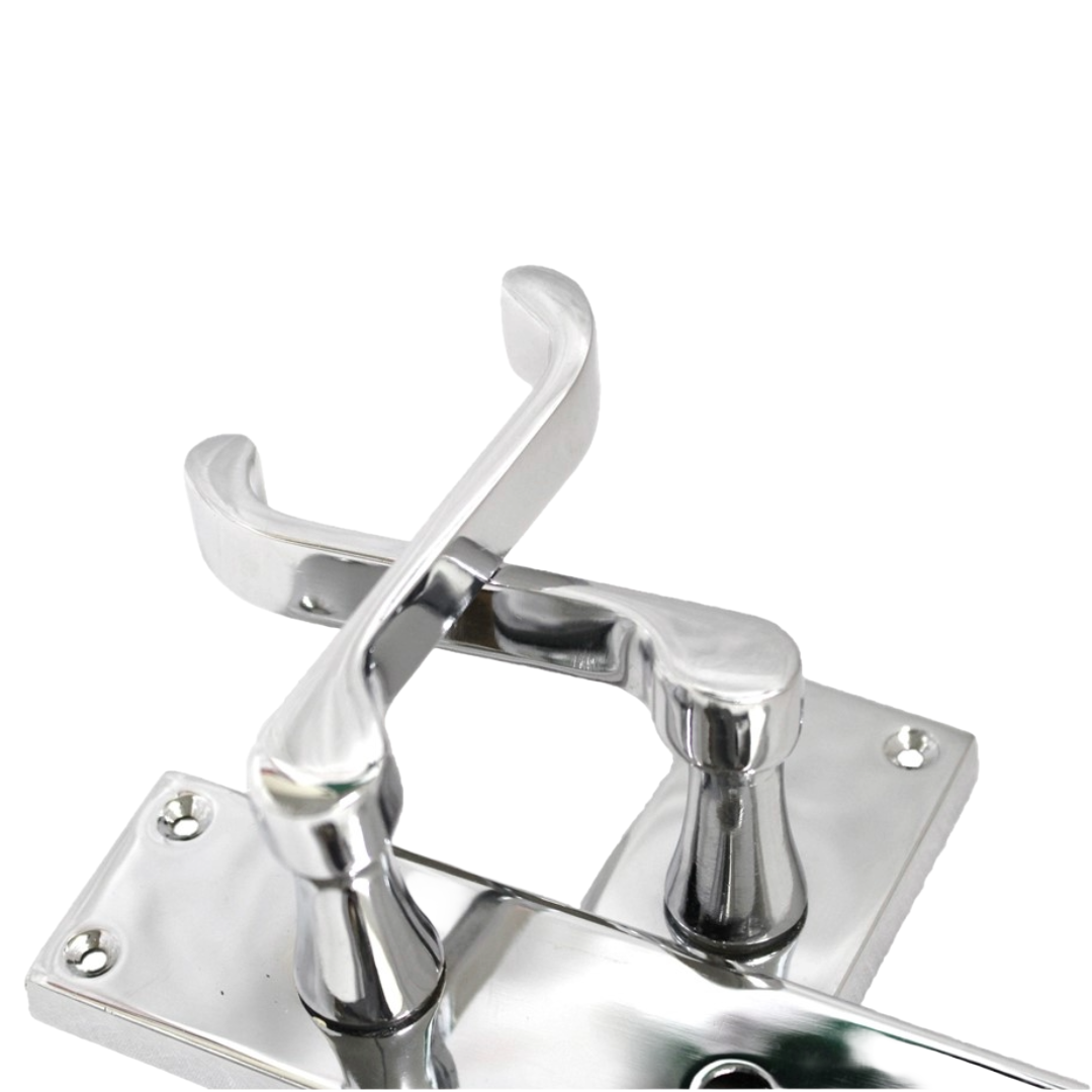 Door Handles Victorian Scroll Lever Lock - Chrome Pack Hinges 150 x 40mm