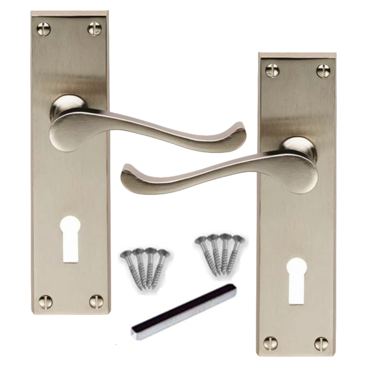 Marketplace JPG companion for Multipack Door Handles Victorian Scroll Lever Lock - Satin 1/4/6 Pairs - 150mm X 40mm