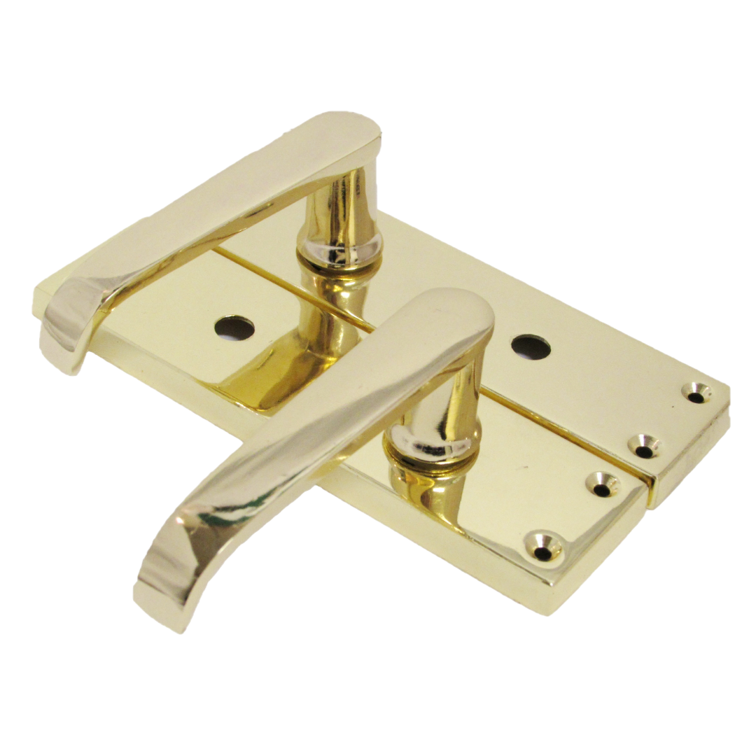 Bathroom Door Handle Brass Finish Lever Straight Handles Internal