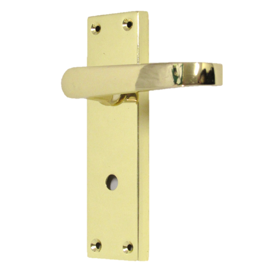 Door Handles Straight Bath Lock Handle - Brass 150 x 40mm