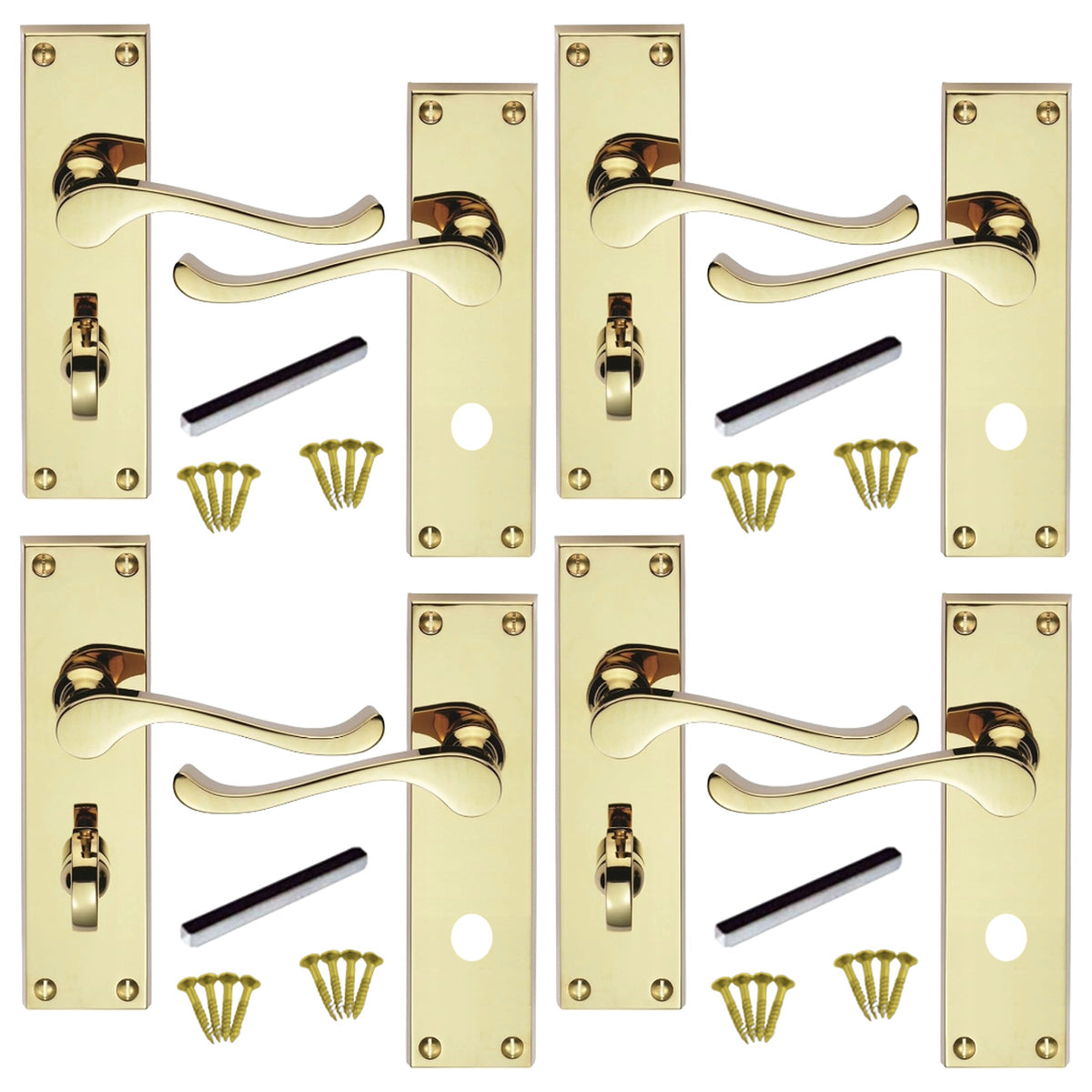 Marketplace JPG companion for Multipack Door Handles Victorian Scroll Lever Bath Lock - Brass 1/4/6 Pairs - 150mm X 40mm