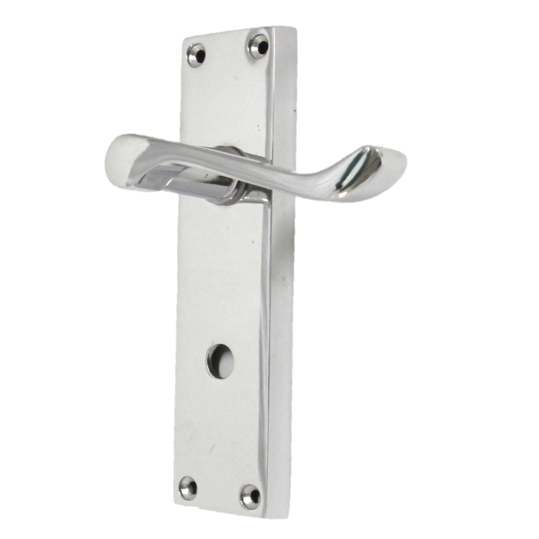 Door Handles Victorian Scroll Lever Bath Lock - Chrome Pack 150 x 40mm