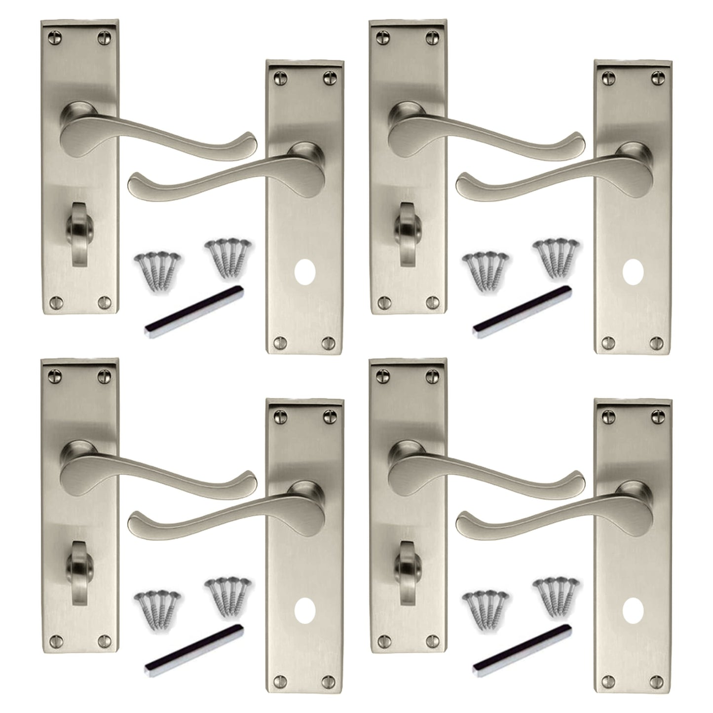 Marketplace JPG companion for Multipack Door Handles Victorian Scroll Lever Bath Lock - Satin 1/4/6 Pairs - 150mm X 40mm