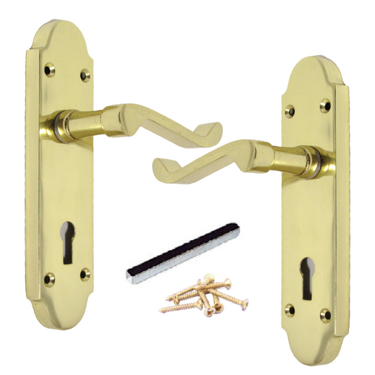 Epsom Door Handle Lock Victorian Scroll Lever - Brass