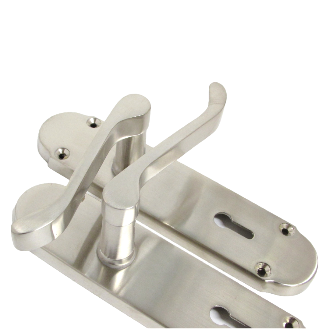 Epsom Door Handles Key Lock Scroll Lever - Satin