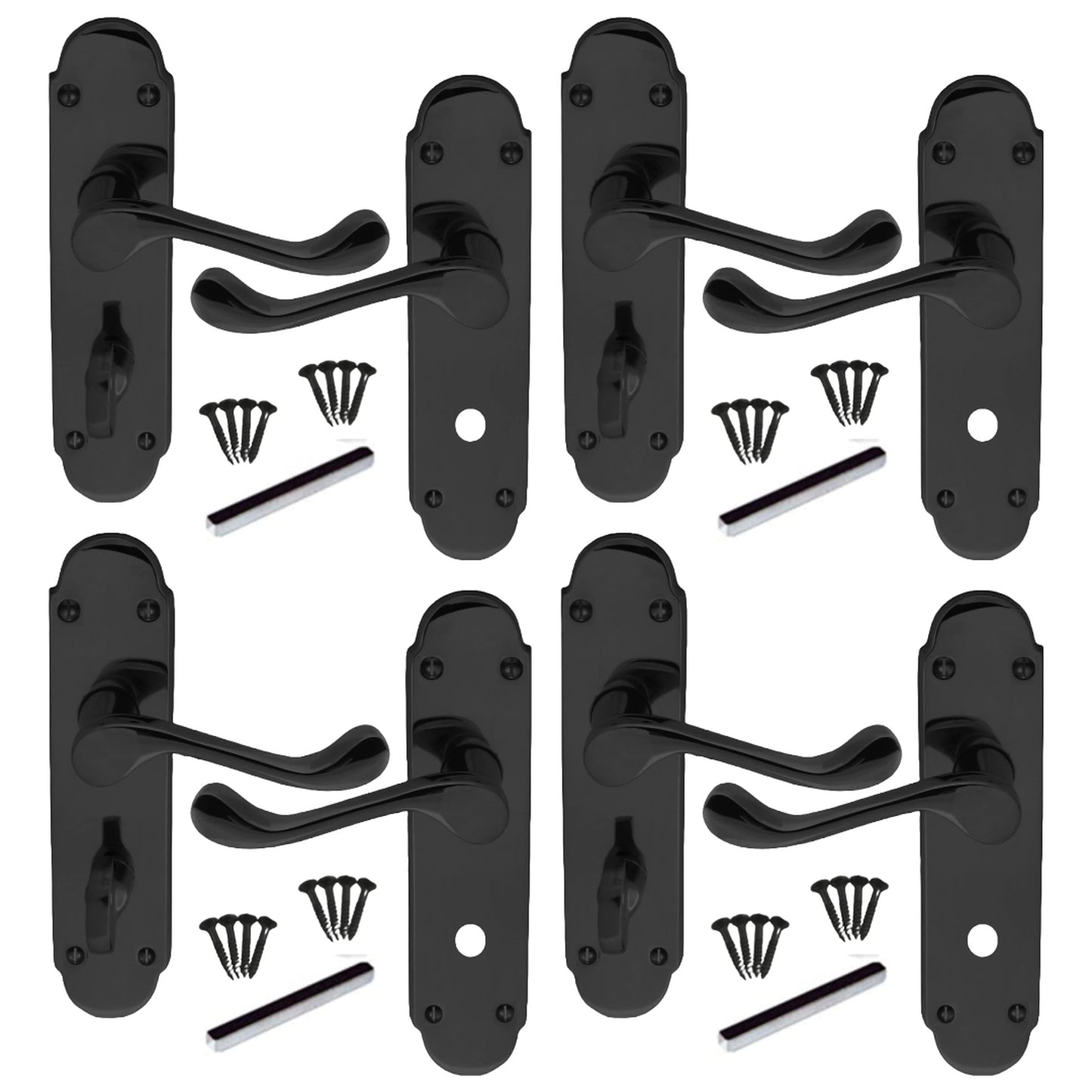 Marketplace JPG companion for Multipack Victorian Scroll Black Nickel Finish Bathroom Lock Handle Epsom 1/4/6 Pairs