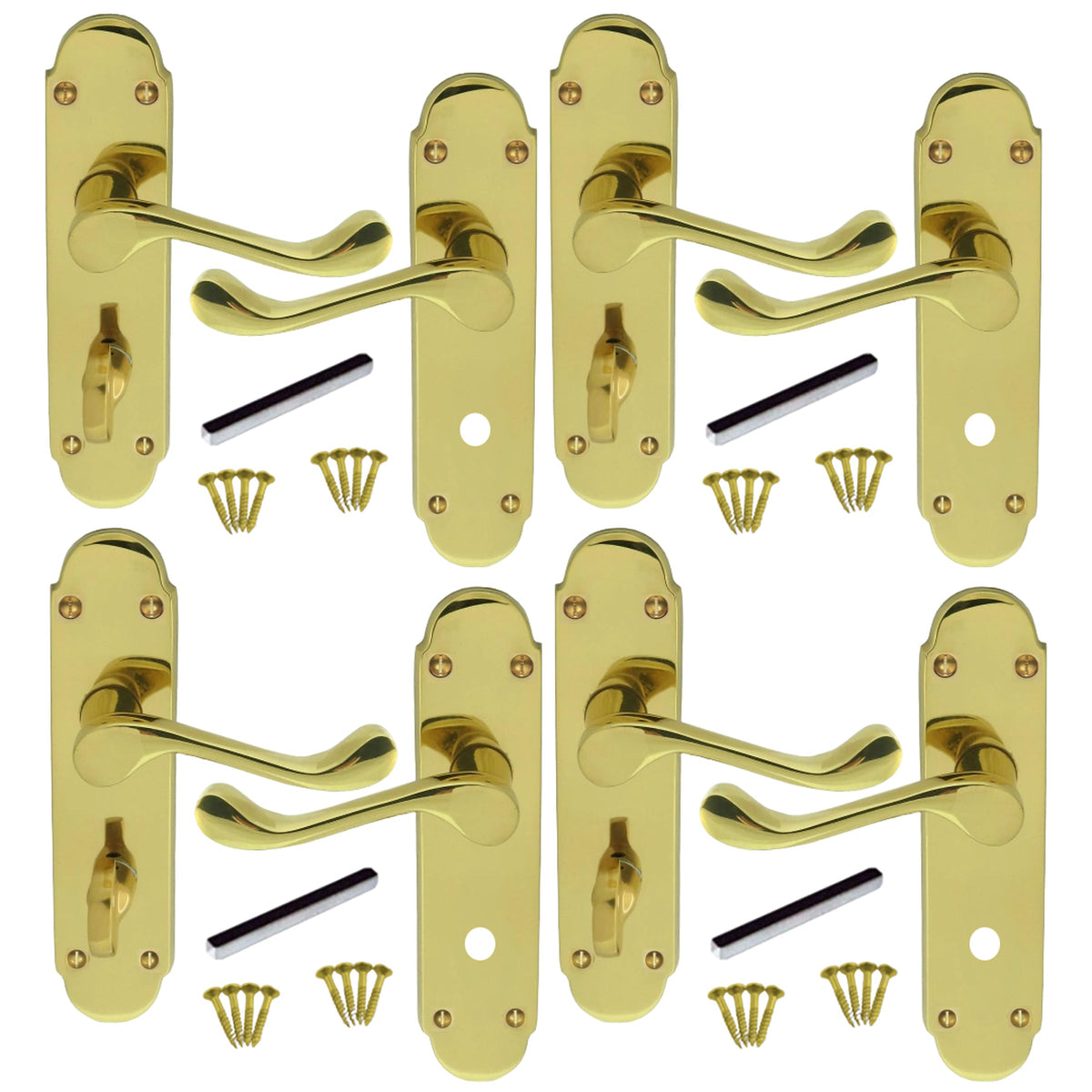 Marketplace JPG companion for Multipack Victorian Scroll Brass Finish Bathroom Lock Handle Epsom 1/4/6 Pairs
