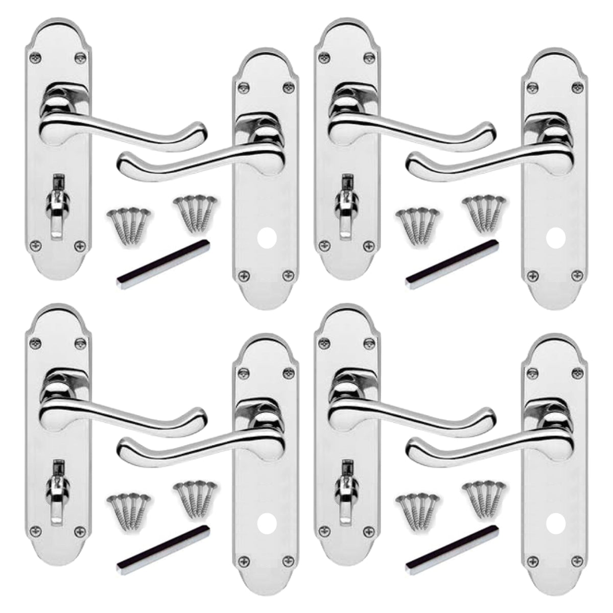 Marketplace JPG companion for Multipack Epsom Door Handle Polished Chrome Bathroom Lock Victorian Scroll 1/4/6 Pairs - 169mm X 40mm