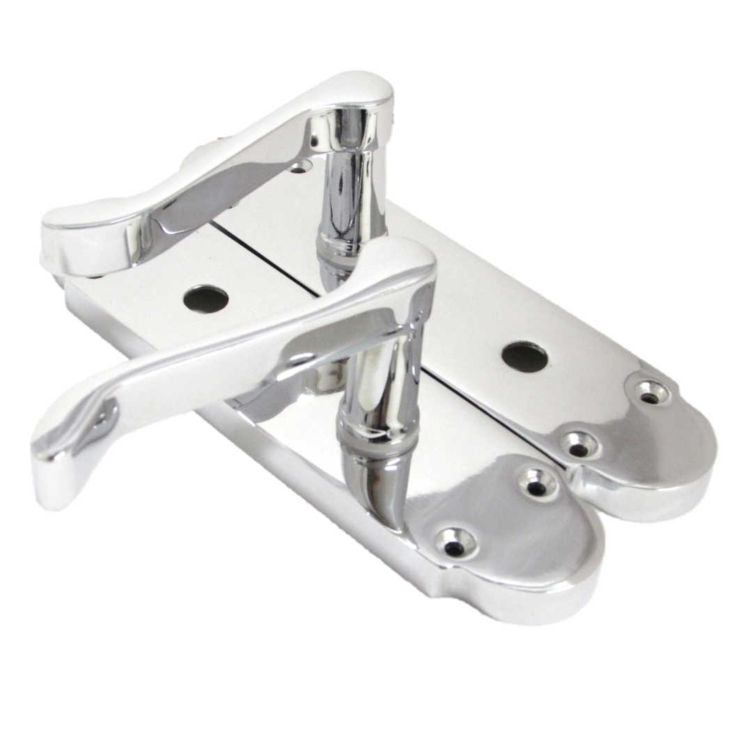 Epsom Door Handle Bathroom Lock Scroll Lever - Polished Chrome Pack