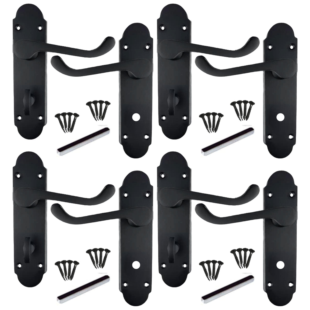 Marketplace JPG companion for Multipack Epsom Door Handle Matt Black Bathroom Lock Scroll Lever 1/4/6 Pairs