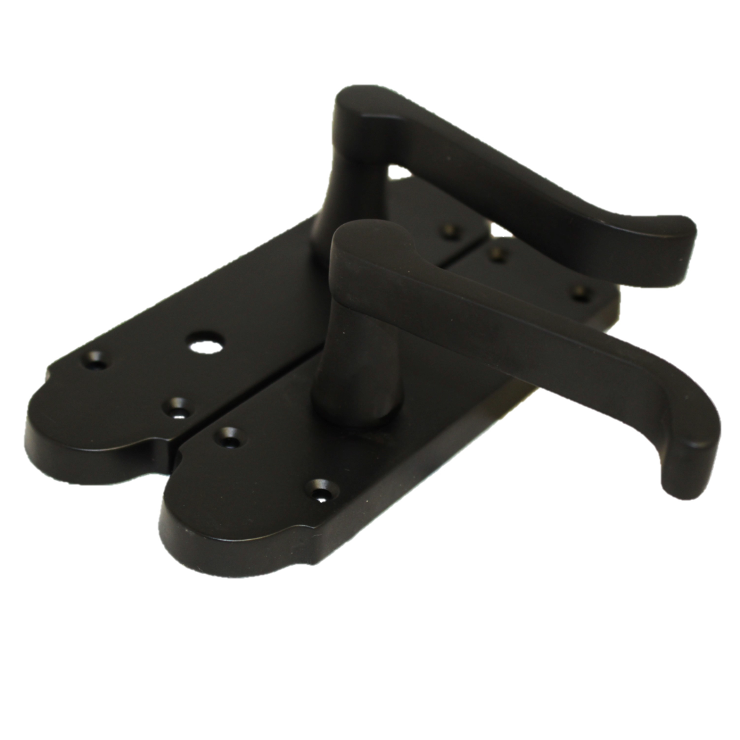 Epsom Door Handle Bathroom Lock Scroll Lever - Matt Black Chrome Pack