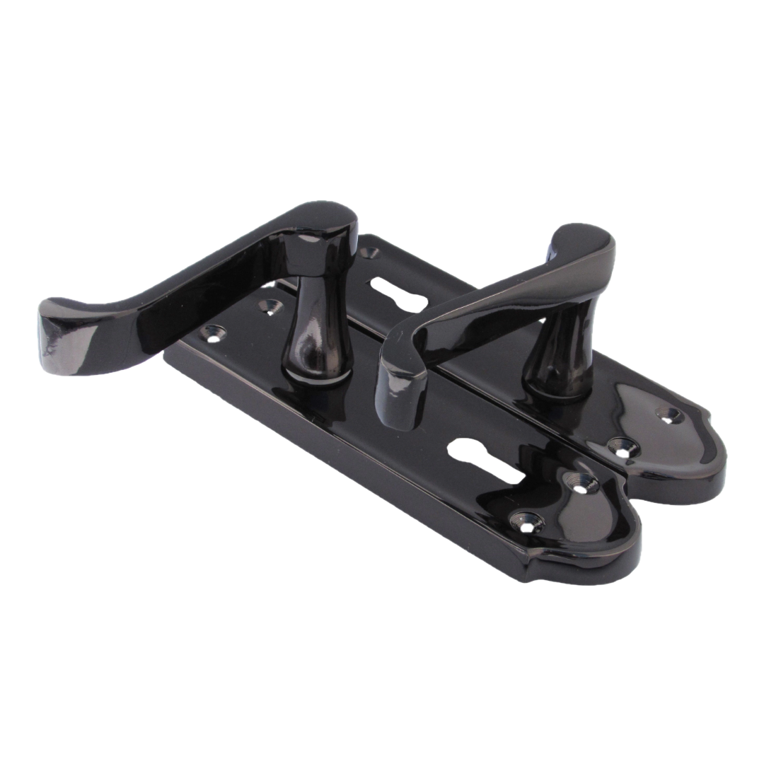 MULTIPACK Door Handles Ashford Key Lock Scroll Lever Black Nickel 1/4/6 Pairs