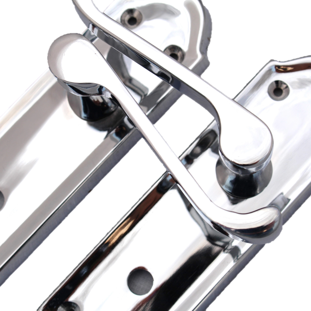 Ashford Door Handle Bathroom Lock Scroll Lever - Chrome Bath Pack
