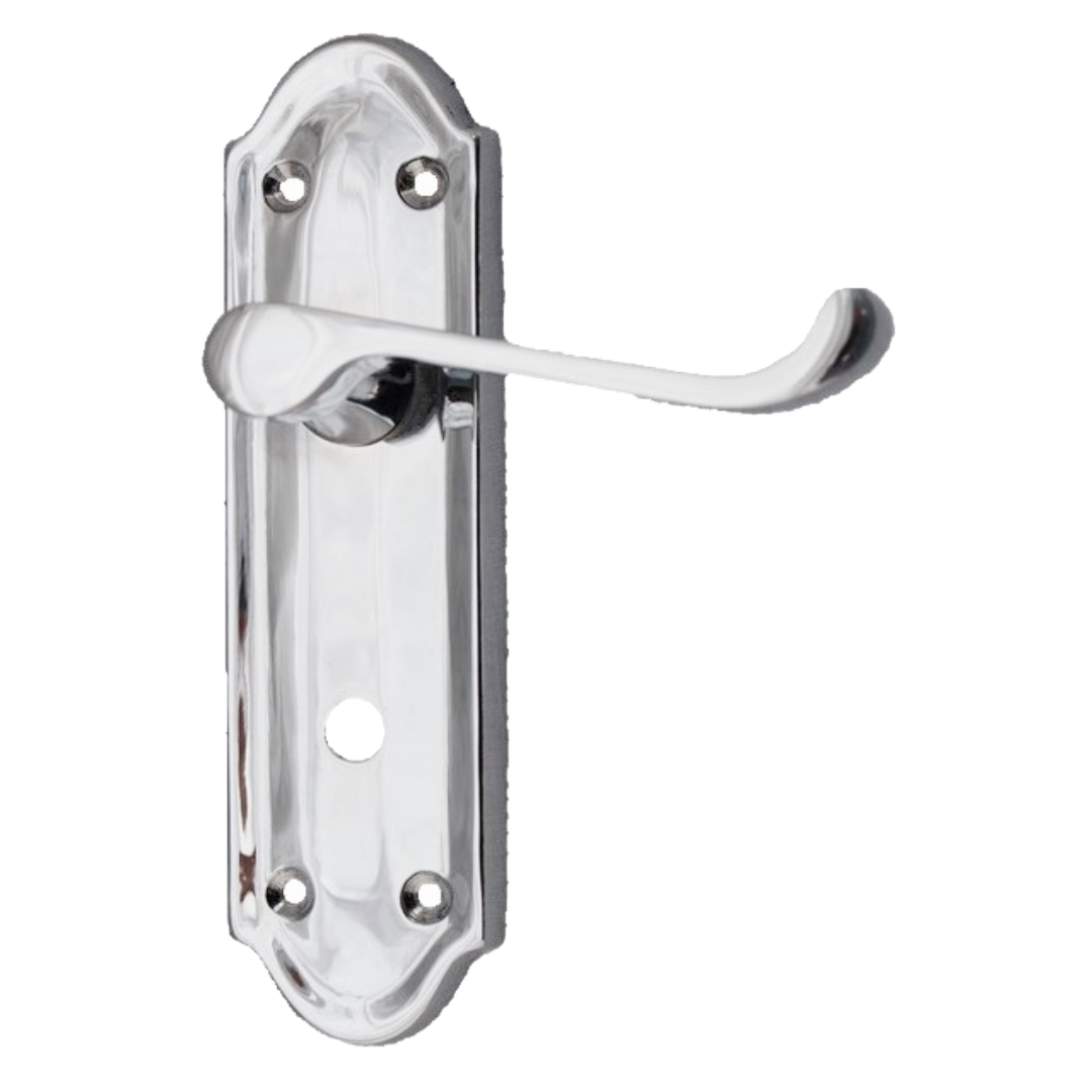 MULTIPACK Door Handles Ashford Bathroom Lock Scroll Lever Chrome 1/4/6 Pairs