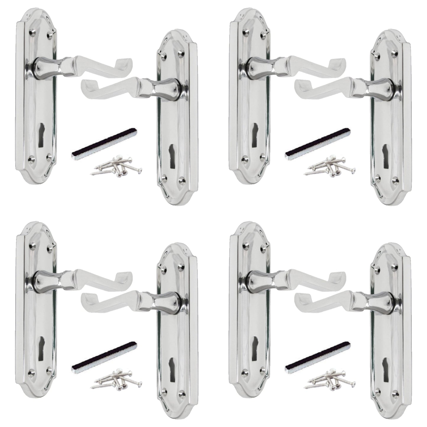 Marketplace JPG companion for Multipack Door Handles Ashford Key Lock Scroll Lever Chrome 1/4/6 Pairs - 168mm X 47mm