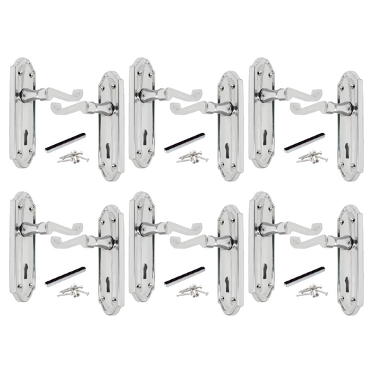 MULTIPACK Door Handles Ashford Key Lock Scroll Lever Chrome 1/4/6 Pairs