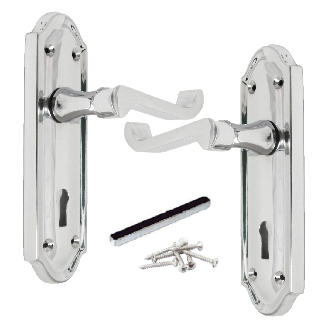 Ashford Door Handle Key Lock Scroll Lever - Chrome
