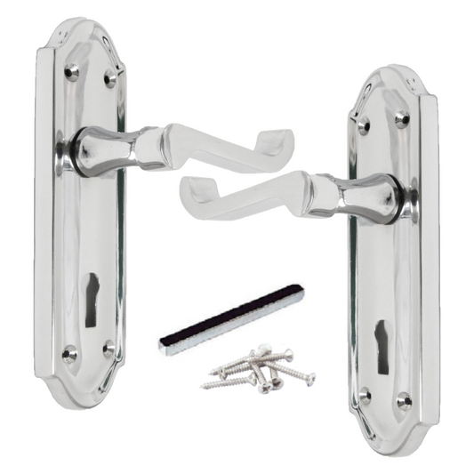 Ashford Door Handle Key Lock Scroll Lever - Chrome
