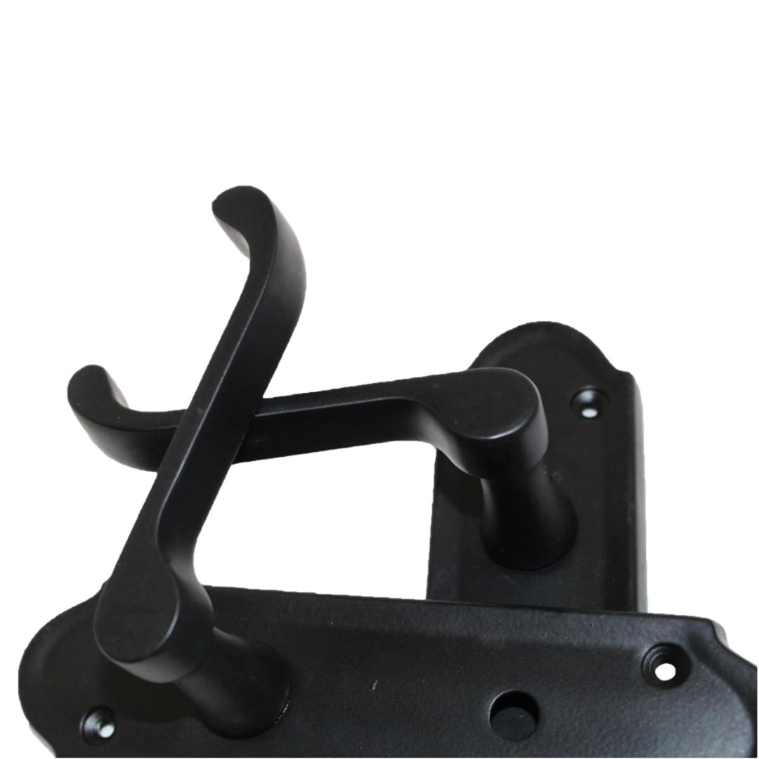 Ashford Door Handle Bathroom Lock Scroll Lever - Matt Black