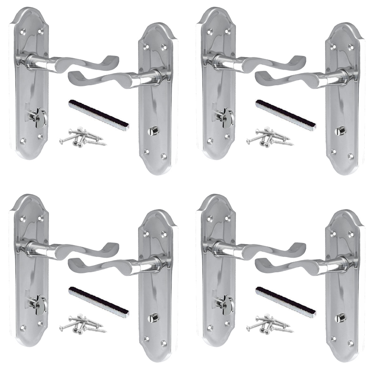 Marketplace JPG companion for Multipack Door Handles Ashford Bathroom Lock Scroll Lever Chrome 1/4/6 Pairs - 47mm