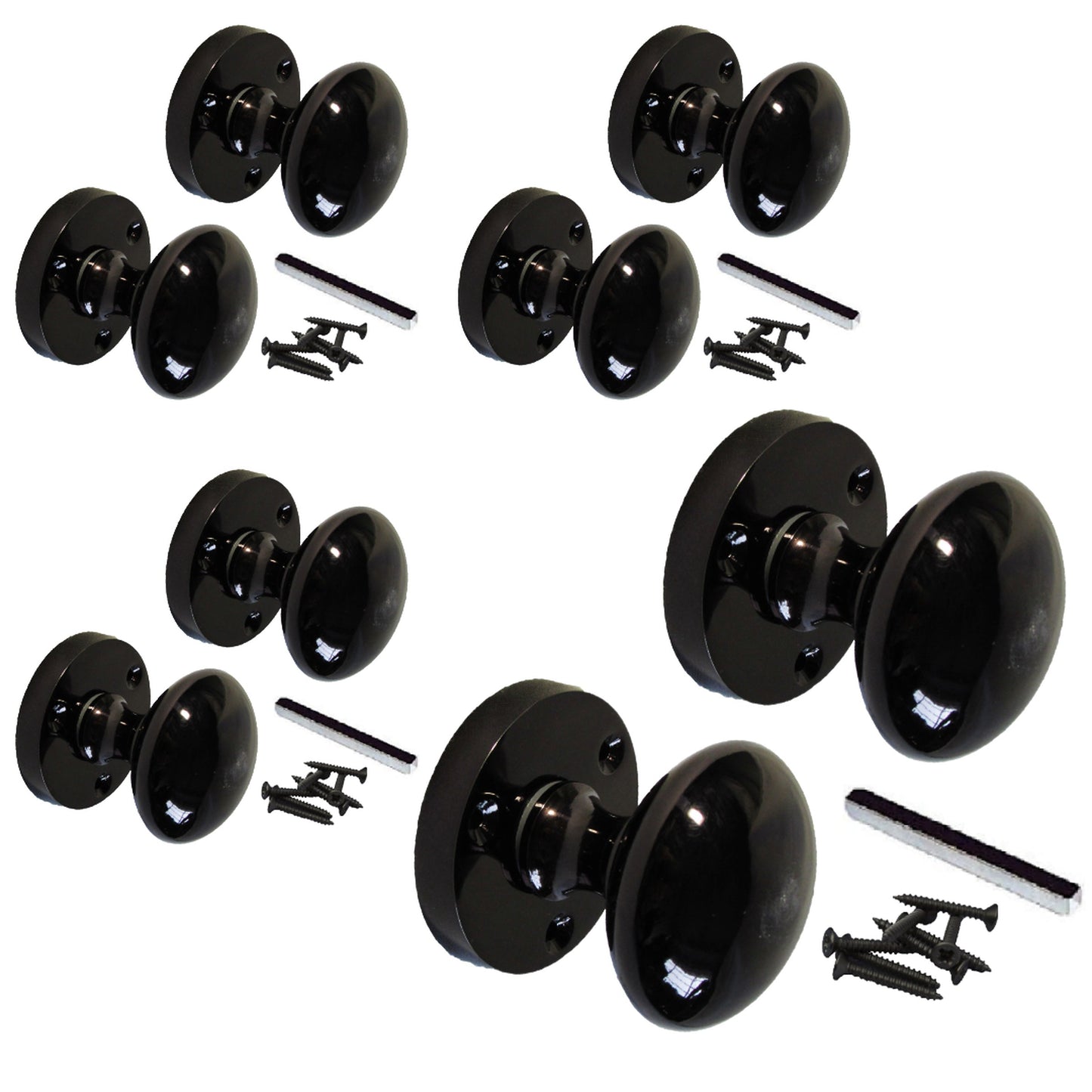 Marketplace JPG companion for Multipack Door Knobs Victorian Mortice Round Door Knobs Black Nickel 1/4/6 Pairs