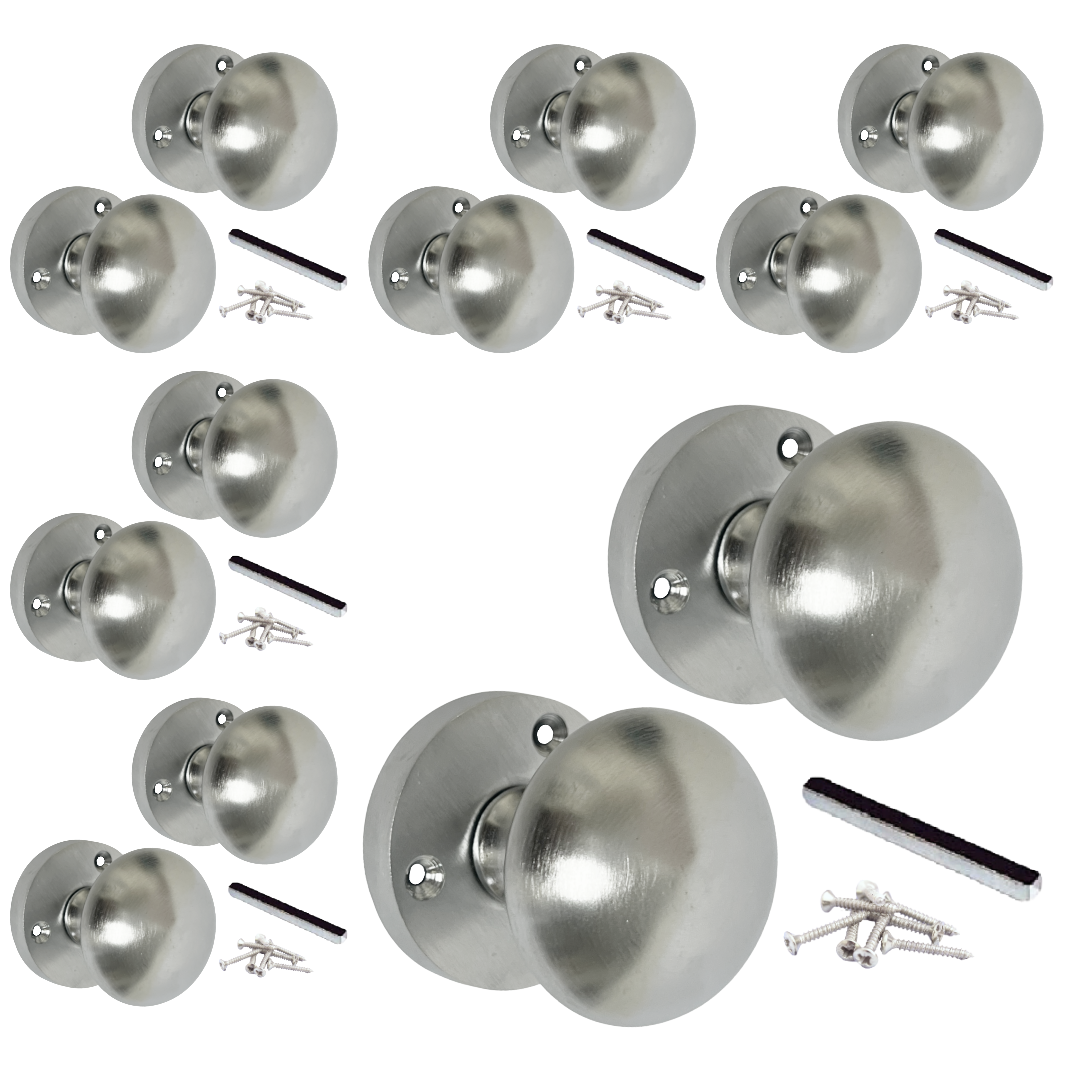 Lot de 1/4/6 paires de boutons de porte à ressort style victorien, satinés