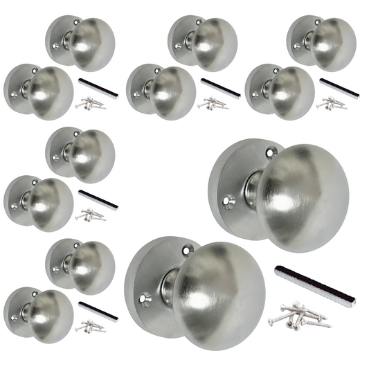 MULTIPACK Door Knobs Victorian Mortice Sprung Door Knob Satin Chrome 1/4/6 Pairs
