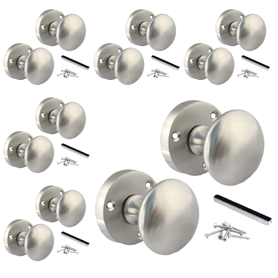 MULTIPACK Door Knobs Victorian Mortice Sprung Door Knob Satin 1/4/6 Pairs