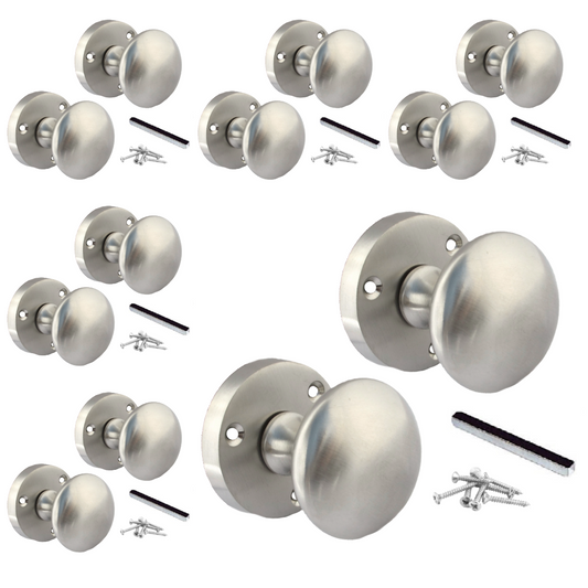 MULTIPACK Door Knobs Victorian Mortice Sprung Door Knob Satin 1/4/6 Pairs