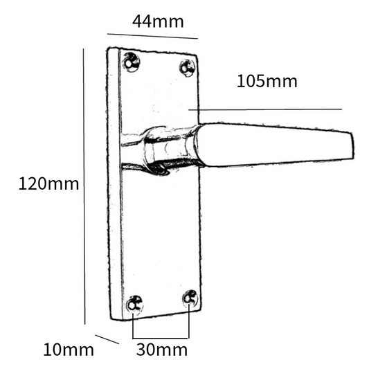 Door Handles Victorian Straight Lever Latch - Chrome 120 X 40mm - 113mm X 42mm
