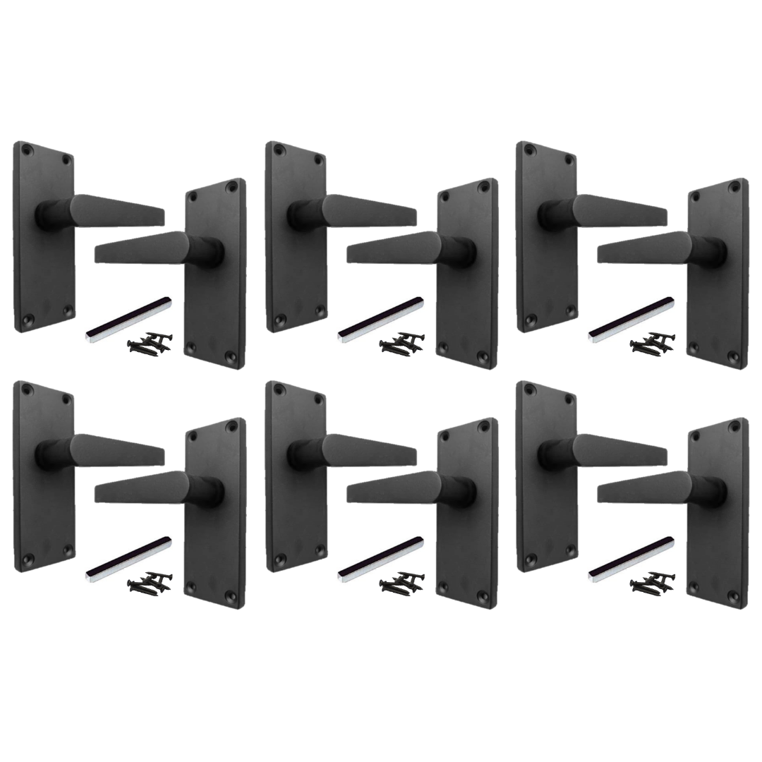 MULTIPACK Door Handles Straight Latch Handle - Matt Black 1/4/6 Pairs
