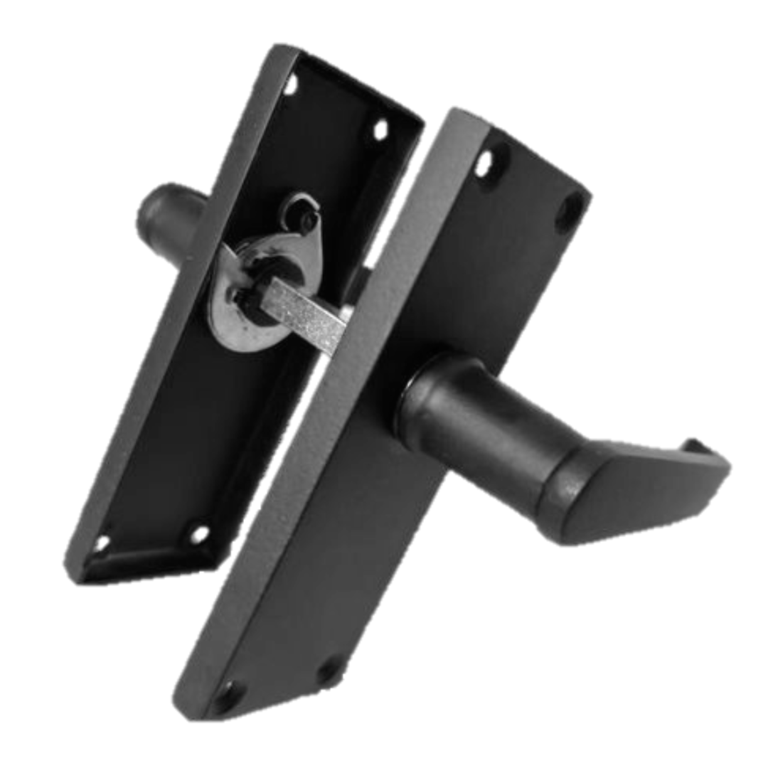 Door Handles Victorian Straight Lever Matt Black Hinges & Latch Pack Set 120 x 42mm