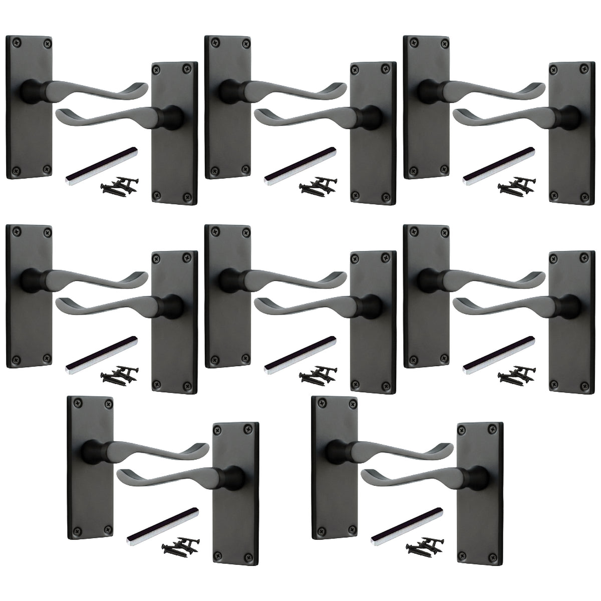 Marketplace JPG companion for Multipack Door Handles Scroll Lever Internal Latch - Matt Black 1-8 Pairs - 118mm X 40mm