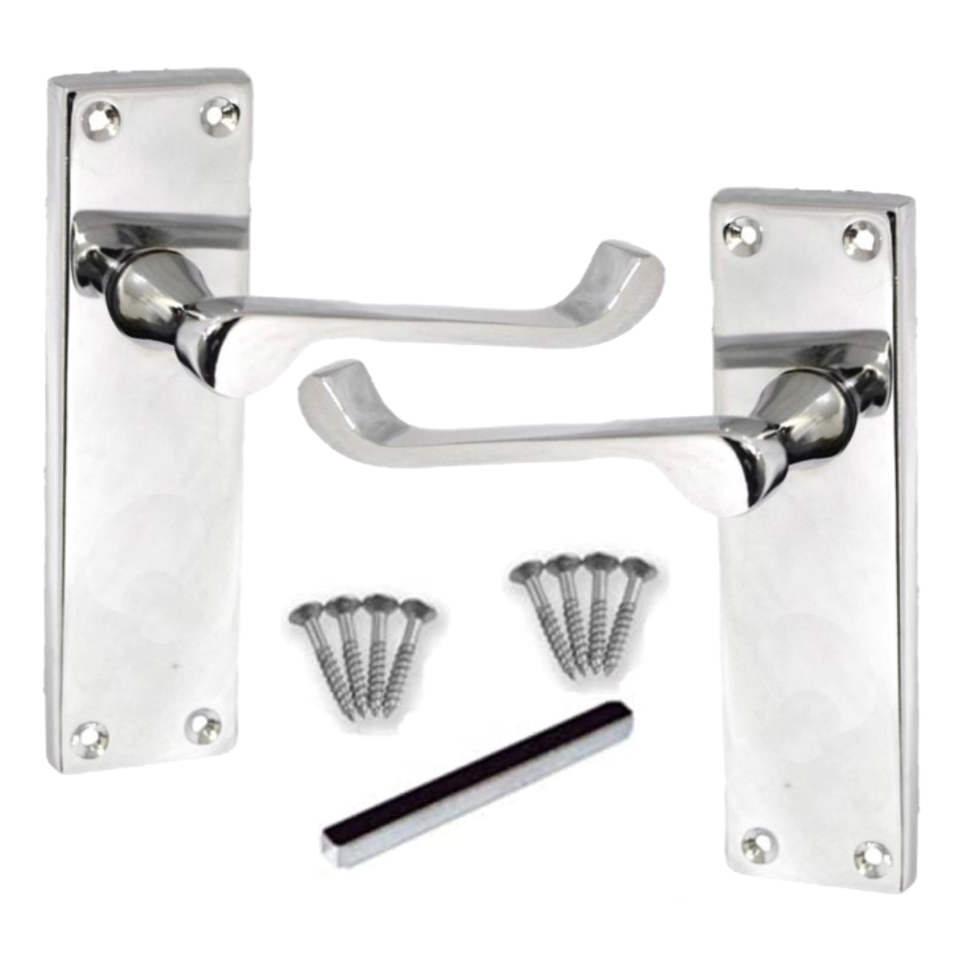 MULTIPACK Door Handles Victorian Scroll Lever Latch - Chrome Pack 1/4/6 Pairs