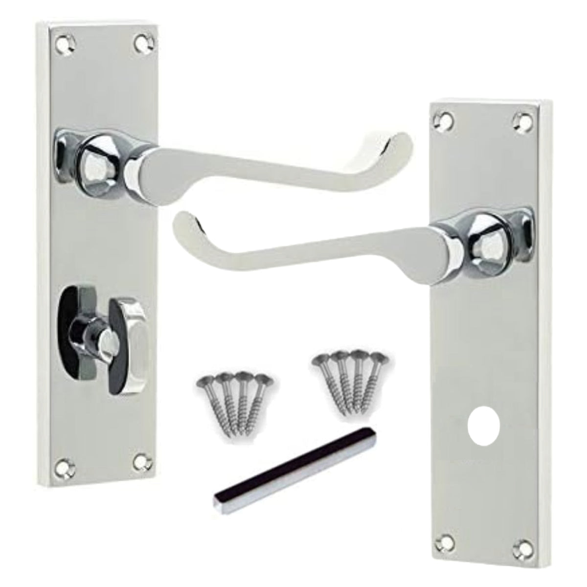 Marketplace JPG companion for Multipack Door Handles Victorian Scroll Lever Bath Lock - Chrome 1/4/6 Pairs - 150mm X 40mm