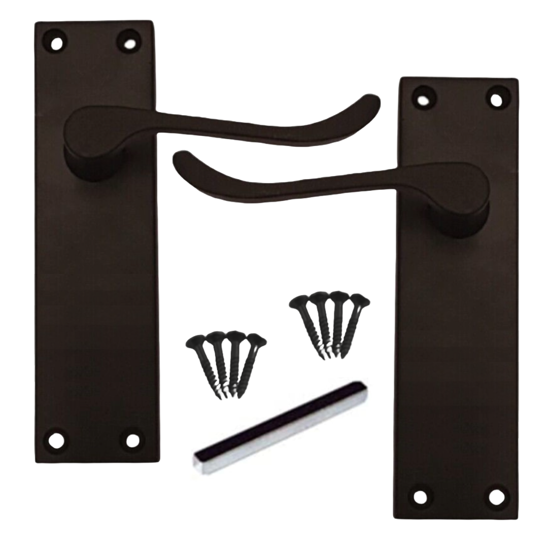MULTIPACK Door Handles Victorian Scroll Lever 150mm Latch - Matt Black 1/4/6 Pairs