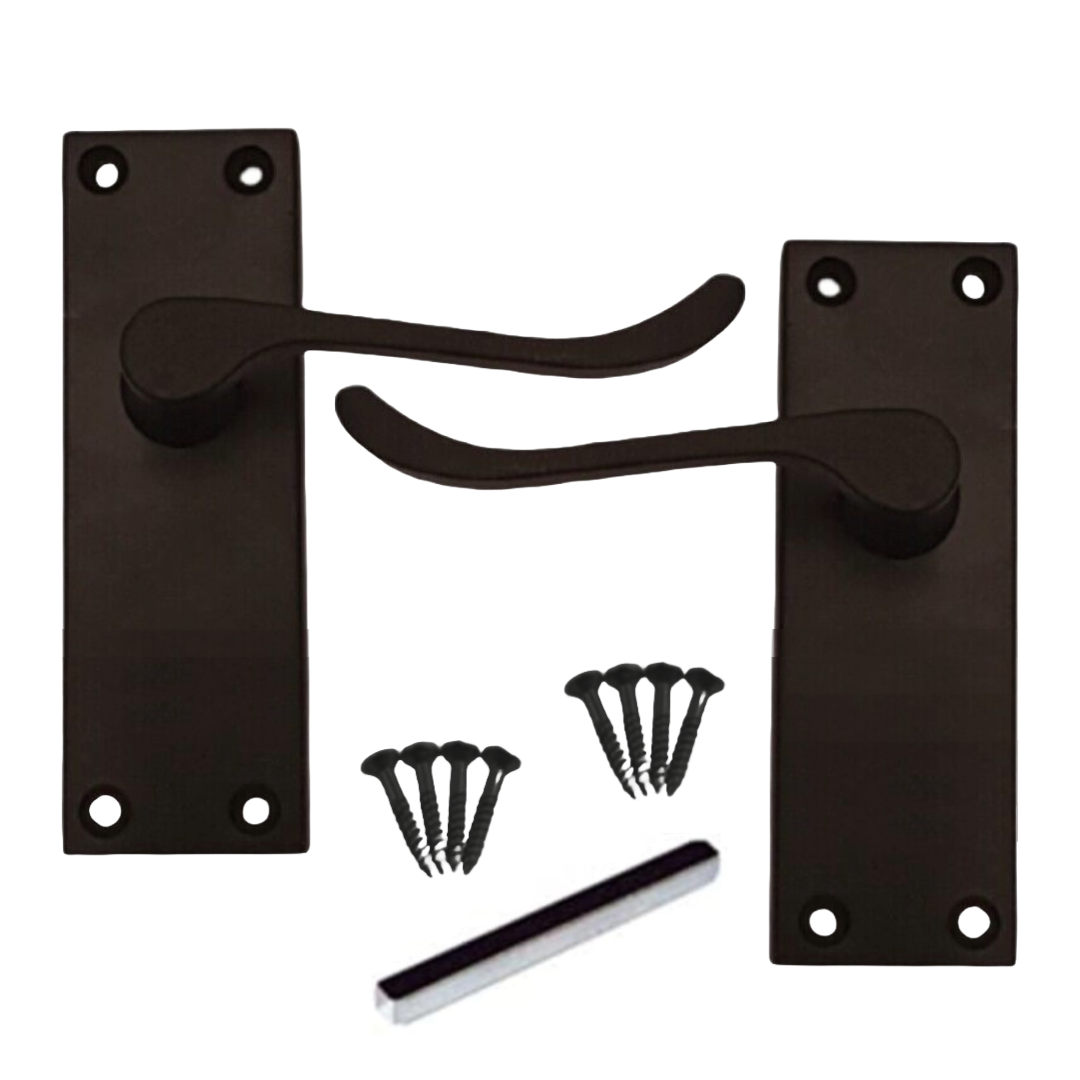 MULTIPACK Door Handles Scroll Lever Internal Latch - Matt Black 1/4/6 Pairs