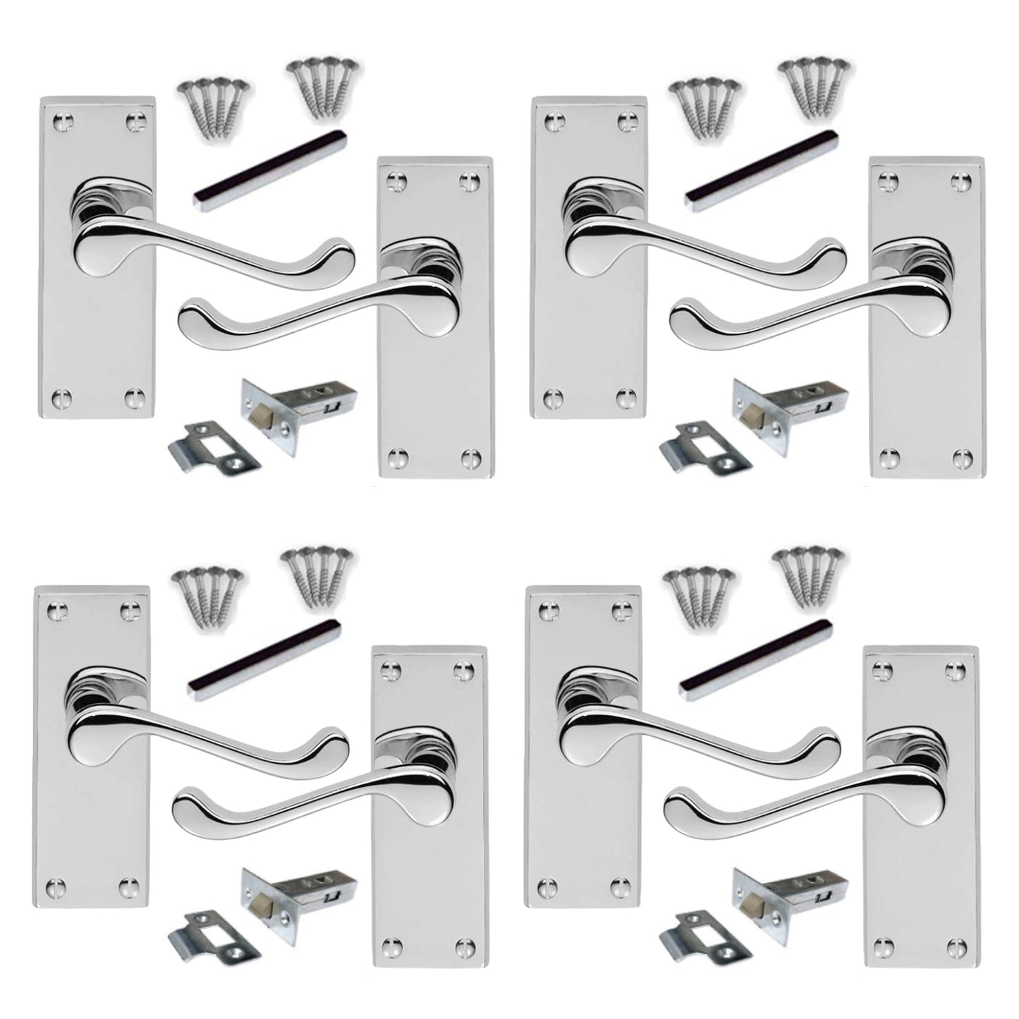 Marketplace JPG companion for Multipack Door Handles Chrome Scroll Lever Latch with Tubular Latch 1/4/6 Pairs