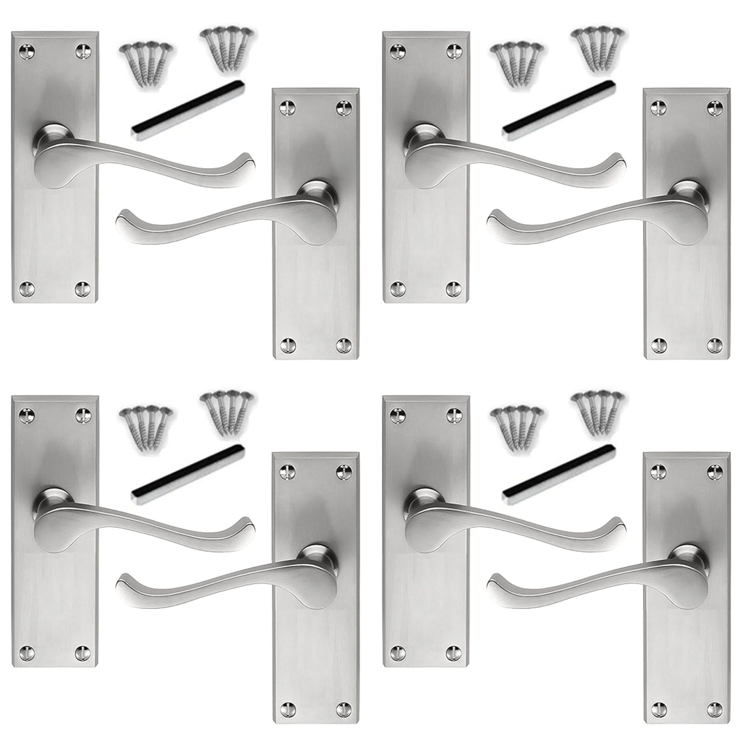 Marketplace JPG companion for Multipack Door Handles Scroll Lever Internal Latch - Satin Chrome 1/4/6 Pairs