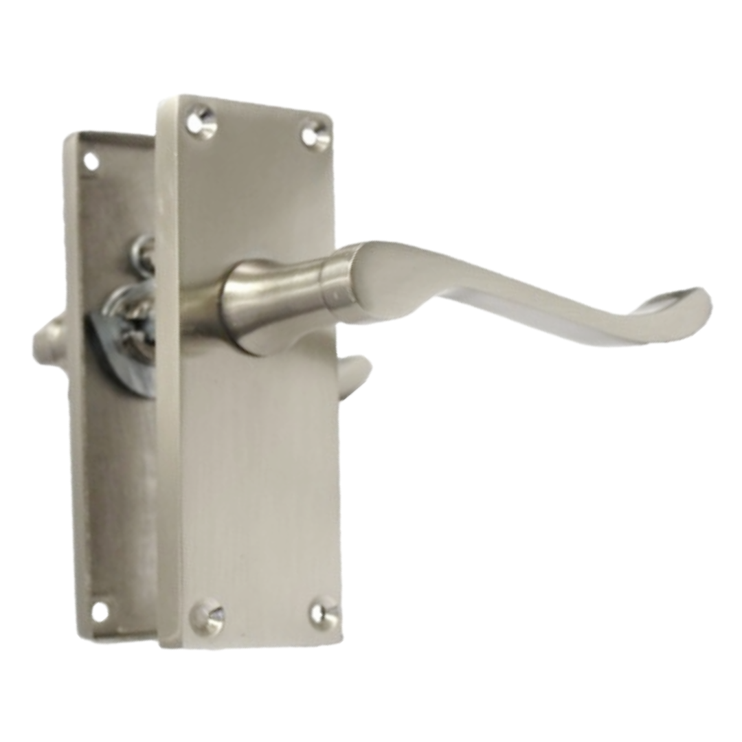 Poignées de porte à levier à défilement et loquet interne - Satin 118 x 40 mm