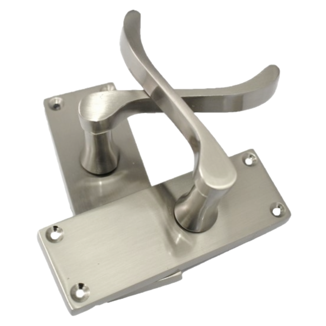 Poignées de porte à levier à défilement et loquet interne - Satin 118 x 40 mm